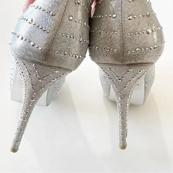 Sheikh Silver Metallic Studded Platform Pleasers‎ Size 9 6” Heel Boudoir Pole - Picture 6 of 14